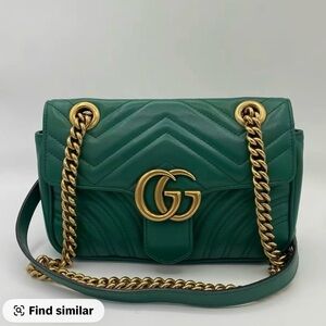 Gucci Green Shoulder Bag with Gold Accents